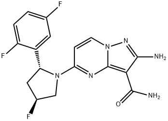 Pyrazolo[1,5-a]pyrimidine-3-carboxamide, 2-amino-5-[(2R,4S)-2-(2,5-difluorophenyl)-4-fluoro-1-pyrrolidinyl]- Struktur