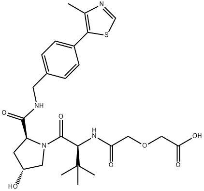 L-Prolinamide, N-[2-(carboxymethoxy)acetyl]-3-methyl-L-valyl-4-hydroxy-N-[[4-(4-methyl-5-thiazolyl)phenyl]methyl]-, (4R)- Struktur