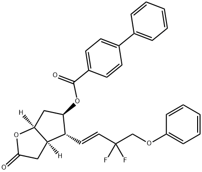 [1,1'-Biphenyl]-4-carboxylic acid, (3aR,4R,5R,6aS)-4-[(1E)-3,3-difluoro-4-phenoxy-1-buten-1-yl]hexahydro-2-oxo-2H-cyclopenta[b]furan-5-yl ester Struktur