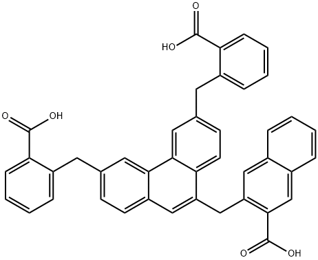 2-Naphthalenecarboxylic acid, 3-[[3,6-bis[(2-carboxyphenyl)methyl]-9-phenanthrenyl]methyl]- Struktur