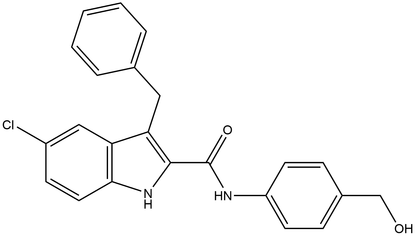 5-Chloro-N-[4-(hydroxymethyl)phenyl]-3-(phenylmethyl)-1H-indole-2-carboxamide Struktur