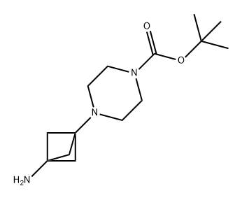 1-Piperazinecarboxylic acid, 4-(3-aminobicyclo[1.1.1]pent-1-yl)-, 1,1-dimethylethyl ester Struktur