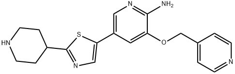 2-Pyridinamine, 5-[2-(4-piperidinyl)-5-thiazolyl]-3-(4-pyridinylmethoxy)- Struktur