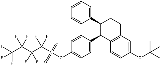 1-Butanesulfonic acid, 1,1,2,2,3,3,4,4,4-nonafluoro-, 4-[(1R,2S)-6-(1,1-dimethylethoxy)-1,2,3,4-tetrahydro-2-phenyl-1-naphthalenyl]phenyl ester Struktur