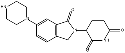 2,6-Piperidinedione, 3-[1,3-dihydro-1-oxo-6-(1-piperazinyl)-2H-isoindol-2-yl]- Struktur