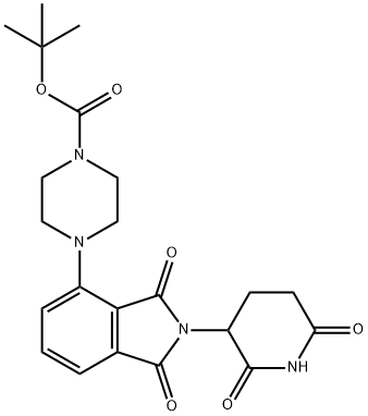 4-[2-(2,6-dioxo-3-piperidinyl)-2,3-dihydro-1,3-dioxo-1H-isoindol-4-yl]-, 1,1-dimethylethyl ester-1-Piperazinecarboxylic acid, Struktur