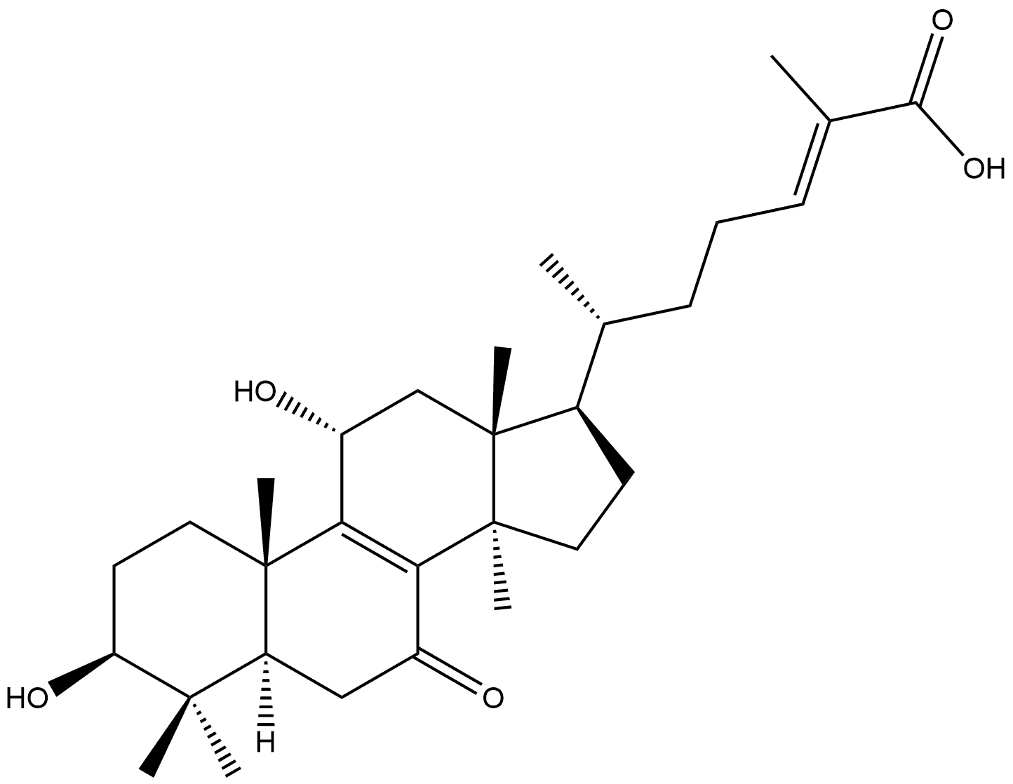 Lanosta-8,24-dien-26-oic acid, 3,11-dihydroxy-7-oxo-, (3β,11α,24E)- Struktur