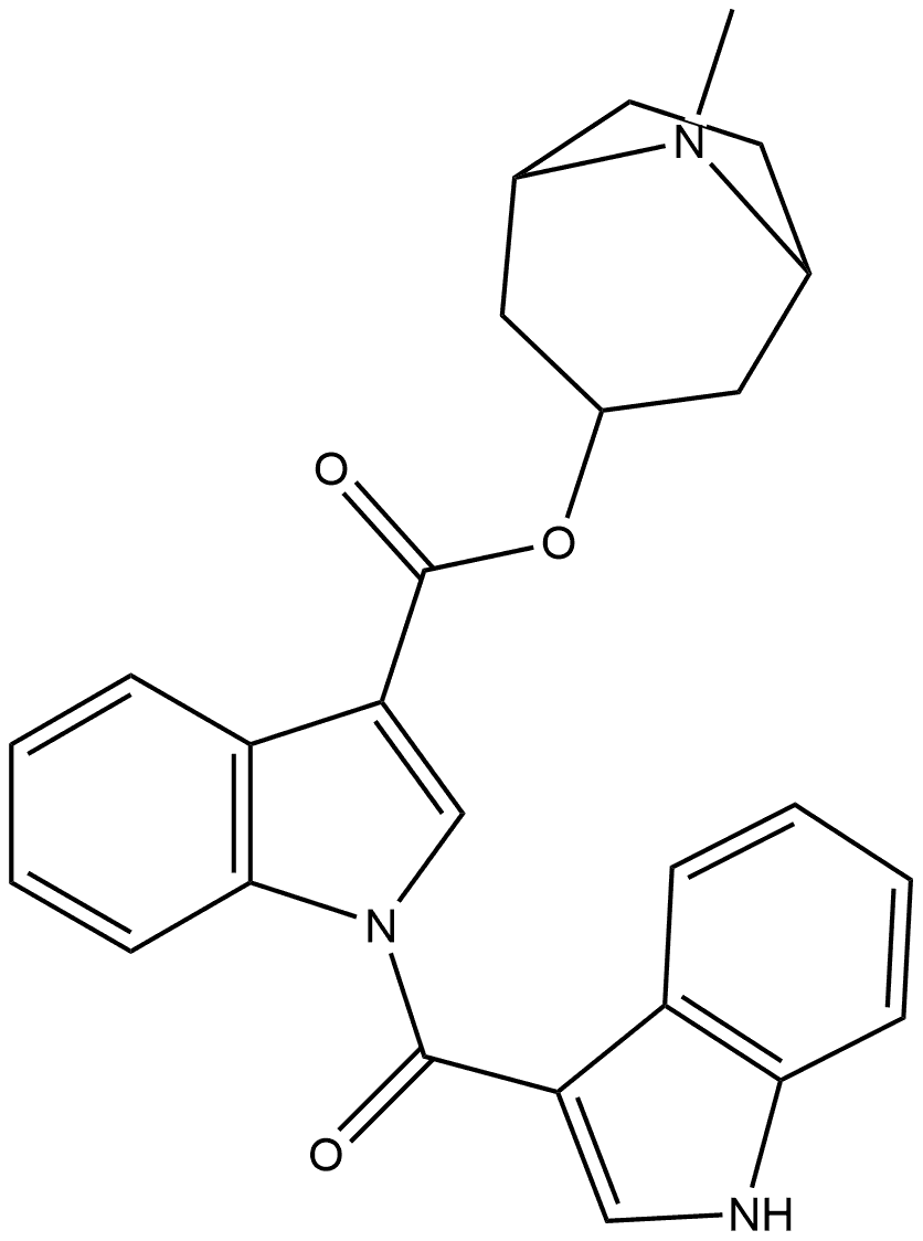 1H-Indole-3-carboxylic acid, 1-(1H-indol-3-ylcarbonyl)-, (3-endo)-8-methyl-8-azabicyclo[3.2.1]oct-3-yl ester Struktur