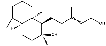 [1R,4aα,(-)]-Decahydro-1-(5-hydroxy-3-methyl-3-pentenyl)-2,5,5,8aα-tetramethylnaphthalene-2β-ol Struktur