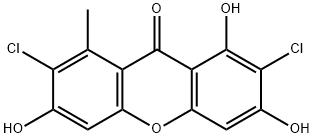 9H-Xanthen-9-one, 2,7-dichloro-1,3,6-trihydroxy-8-methyl- Struktur