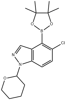 1H-Indazole, 5-chloro-1-(tetrahydro-2H-pyran-2-yl)-4-(4,4,5,5-tetramethyl-1,3,2-dioxaborolan-2-yl)- Struktur