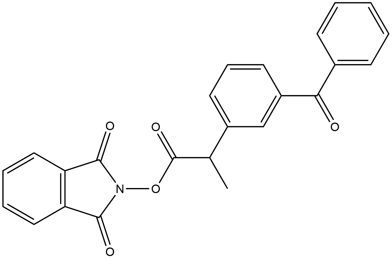 Benzeneacetic acid, 3-benzoyl-α-methyl-, 1,3-dihydro-1,3-dioxo-2H-isoindol-2-yl ester Struktur