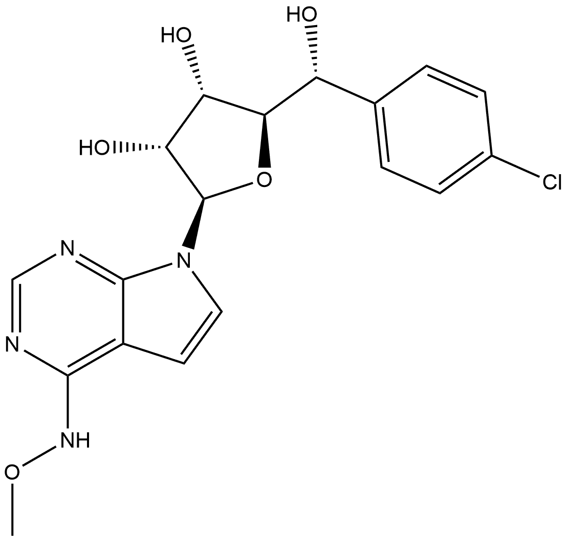 7-[(5R)-5-C-(4-Chlorophenyl)-β-D-ribofuranosyl]-N-methoxy-7H-pyrrolo[2,3-d]pyrimidin-4-amine Struktur