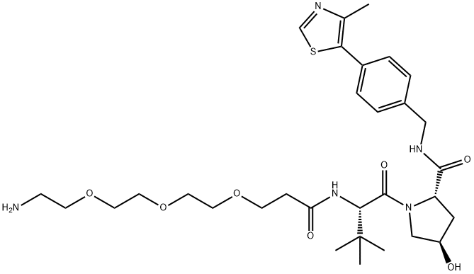 L-Prolinamide, N-[3-[2-[2-(2-aminoethoxy)ethoxy]ethoxy]-1-oxopropyl]-3-methyl-L-valyl-4-hydroxy-N-[[4-(4-methyl-5-thiazolyl)phenyl]methyl]-, (4R)- Struktur