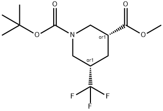 1,3-Piperidinedicarboxylic acid, 5-(trifluoromethyl)-, 1-(1,1-dimethylethyl) 3-methyl ester, (3R,5S)-rel- Struktur