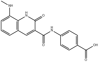 Benzoic acid, 4-[[[1,2-dihydro-8-(methylamino)-2-oxo-3-quinolinyl]carbonyl]amino]- Struktur