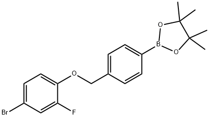 2-(4-((4-Bromo-2-fluorophenoxy)methyl)phenyl)-4,4,5,5-tetramethyl-1,3,2-dioxaborolane Struktur