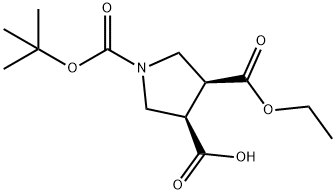 1,3,4-Pyrrolidinetricarboxylic acid, 1-(1,1-dimethylethyl) 3-ethyl ester, (3S,4R)- Struktur