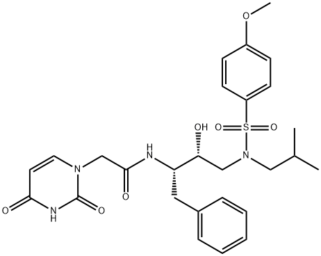 1(2H)-Pyrimidineacetamide, 3,4-dihydro-N-[(1S,2R)-2-hydroxy-3-[[(4-methoxyphenyl)sulfonyl](2-methylpropyl)amino]-1-(phenylmethyl)propyl]-2,4-dioxo- Struktur