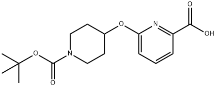 2-Pyridinecarboxylic acid, 6-[[1-[(1,1-dimethylethoxy)carbonyl]-4-piperidinyl]oxy]- Struktur