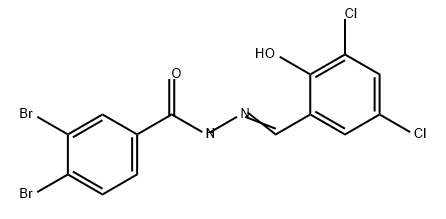 Benzoic acid, 3,4-dibromo-, 2-[(3,5-dichloro-2-hydroxyphenyl)methylene]hydrazide Struktur