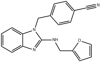 Benzonitrile, 4-[[2-[(2-furanylmethyl)amino]-1H-benzimidazol-1-yl]methyl]- Struktur