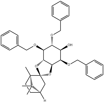 D-myo-Inositol, 2,5,6-tris-O-(phenylmethyl)-3,4-O-(1R,2S,4R)-1,7,7-trimethylbicyclo2.2.1hept-2-ylidene- Struktur