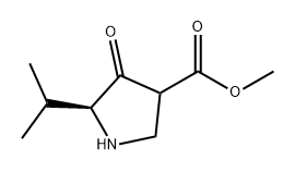 3-Pyrrolidinecarboxylic acid, 5-(1-methylethyl)-4-oxo-, methyl ester, (5S)- Struktur