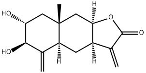 (3aR,4aα,9aα)-Dodecahydro-6β,7α-dihydroxy-8aβ-methyl-3,5-bis(methylene)naphtho[2,3-b]furan-2-one Struktur