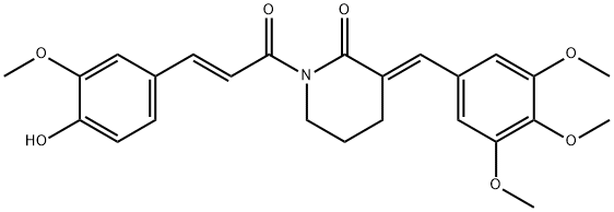 2-Piperidinone, 1-[(2E)-3-(4-hydroxy-3-methoxyphenyl)-1-oxo-2-propen-1-yl]-3-[(3,4,5-trimethoxyphenyl)methylene]-, (3E)- Struktur