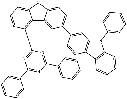 9H-Carbazole, 2-[9-(4,6-diphenyl-1,3,5-triazin-2-yl)-2-dibenzofuranyl]-9-phenyl- Struktur