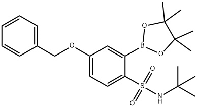 Benzenesulfonamide, N-(1,1-dimethylethyl)-4-(phenylmethoxy)-2-(4,4,5,5-tetramethyl-1,3,2-dioxaborolan-2-yl)- Struktur