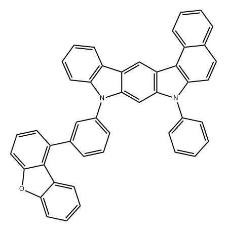 Benz[g]indolo[2,3-b]carbazole, 9-[3-(1-dibenzofuranyl)phenyl]-7,9-dihydro-7-phenyl- Struktur