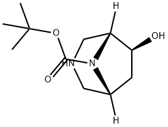 3,8-Diazabicyclo[3.2.1]octane-8-carboxylic acid, 6-hydroxy-, 1,1-dimethylethyl ester, (1R,5R,6S)- Struktur