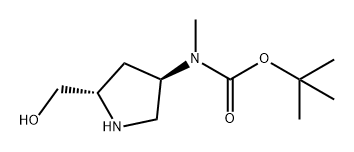 Carbamic acid, N-[(3R,5S)-5-(hydroxymethyl)-3-pyrrolidinyl]-N-methyl-, 1,1-dimethylethyl ester Struktur