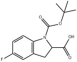 1H-?Indole-?1,?2-?dicarboxylic acid, 5-?fluoro-?2,?3-?dihydro-?, 1-?(1,?1-?dimethylethyl) ester Struktur