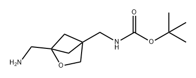 Carbamic acid, N-[[1-(aminomethyl)-2-oxabicyclo[2.1.1]hex-4-yl]methyl]-, 1,1-dimethylethyl ester Struktur