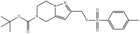 tert-butyl 2-(p-tolylsulfonyloxymethyl)-6,7-dihydro-4H-pyrazolo[1,5-a]pyrazine-5-carboxylate Struktur