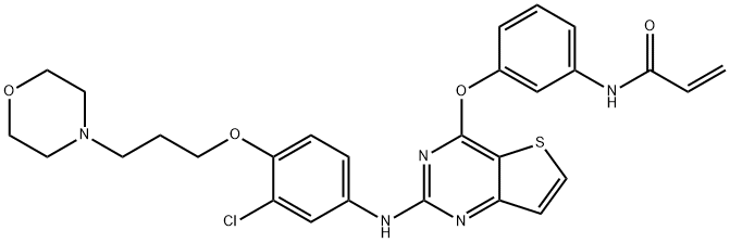 2-Propenamide, N-[3-[[2-[[3-chloro-4-[3-(4-morpholinyl)propoxy]phenyl]amino]thieno[3,2-d]pyrimidin-4-yl]oxy]phenyl]- Struktur