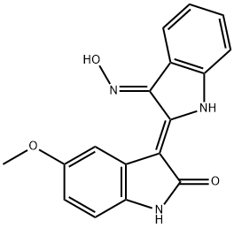 (3Z)-3-[(3E)-1,3-Dihydro-3-(hydroxyimino)-2H-indol-2-ylidene]-1,3-dihydro-5-methoxy-2H-indol-2-one Struktur