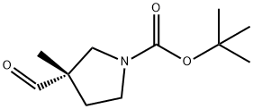 1-Pyrrolidinecarboxylic acid, 3-formyl-3-methyl-, 1,1-dimethylethyl ester, (3S)- Struktur