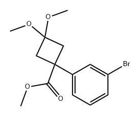 Cyclobutanecarboxylic acid, 1-(3-bromophenyl)-3,3-dimethoxy-, methyl ester Struktur