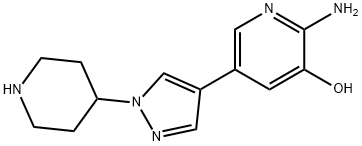 3-Pyridinol, 2-amino-5-[1-(4-piperidinyl)-1H-pyrazol-4-yl]- Structure