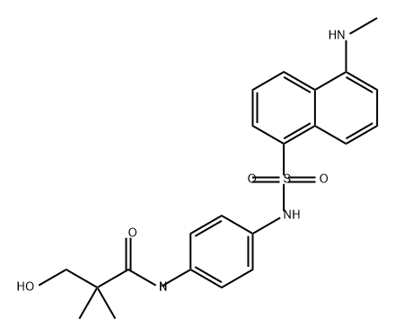 Propanamide, 3-hydroxy-2,2-dimethyl-N-[4-[[[5-(methylamino)-1-naphthalenyl]sulfonyl]amino]phenyl]- Struktur