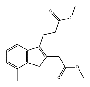 1H-Indene-3-propanoic acid, 2-(2-methoxy-2-oxoethyl)-7-methyl-, methyl ester Struktur