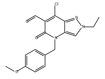 2H-Pyrazolo[4,3-b]pyridine-6-carboxaldehyde, 7-chloro-2-ethyl-4,5-dihydro-4-[(4-methoxyphenyl)methyl]-5-oxo- Struktur