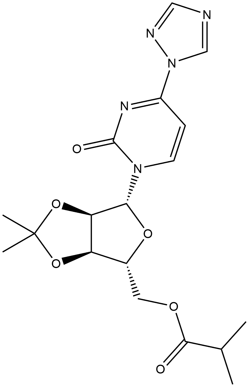 ((3aR,4R,6R,6aR)-2,2-dimethyl-6-(2-oxo-4-(1H-1,2,4-triazol-1-yl)pyrimidin-1(2H)-yl)tetrahydrofuro[3,4-d][1,3]dioxol-4-yl)methyl isobutyrate Struktur