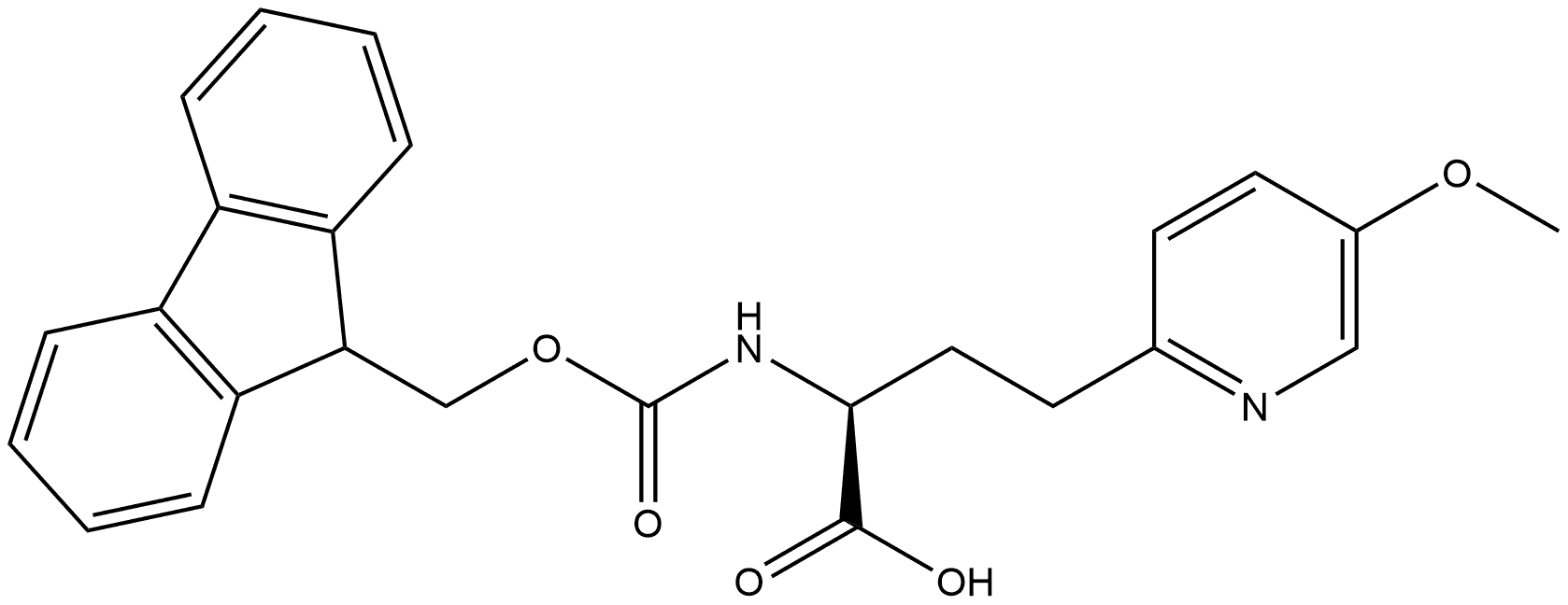 2-Pyridinebutanoic acid, α-[[(9H-fluoren-9-ylmethoxy)carbonyl]amino]-5-methoxy-, (αS)- Struktur