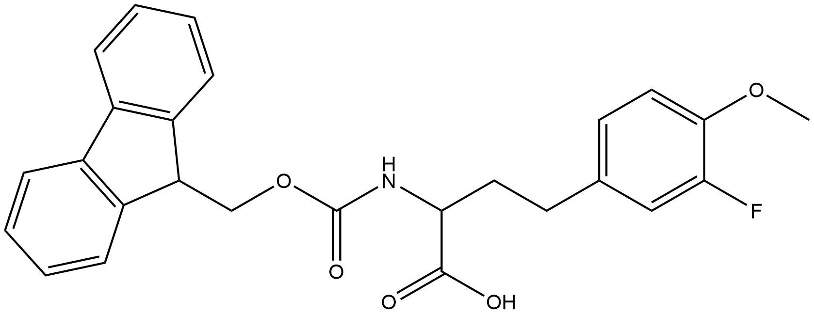 2-((((9H-fluoren-9-yl)methoxy)carbonyl)amino)-4-(3-fluoro-4-methoxyphenyl)butanoic acid Struktur