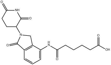 6-[[2-(2,6-dioxo-3-piperidinyl)-2,3-dihydro-1-oxo-1H-isoindol-4-yl]amino]-6-oxoHexanoic acid, Struktur